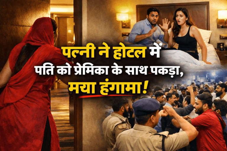 wife caught husband with girlfriend in Hotel