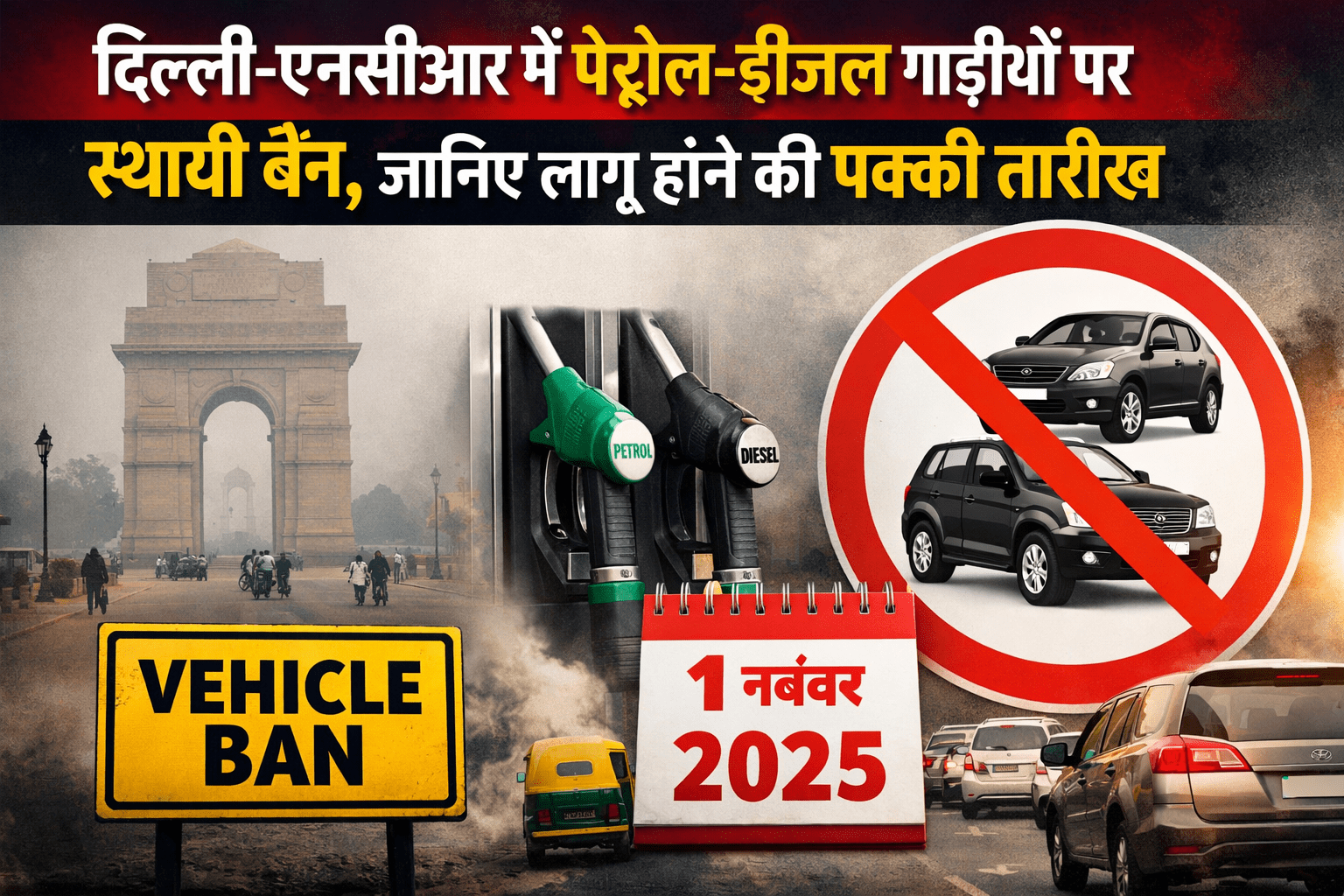 Delhi NCR Vehicle Ban: दिल्ली-एनसीआर में पेट्रोल-डीजल गाड़ियों पर स्थायी बैन, जानिए लागू होने की पक्की तारीख