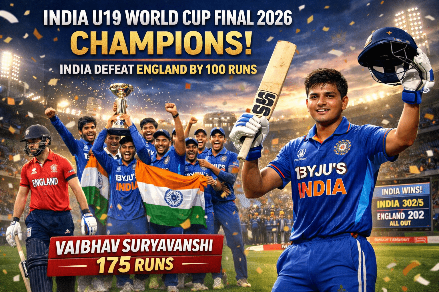 India U19 World Cup: अंडर-19 वर्ल्ड कप में छठी बार चैंपियन, जाने किसने किया 175 रनों का महाकांड