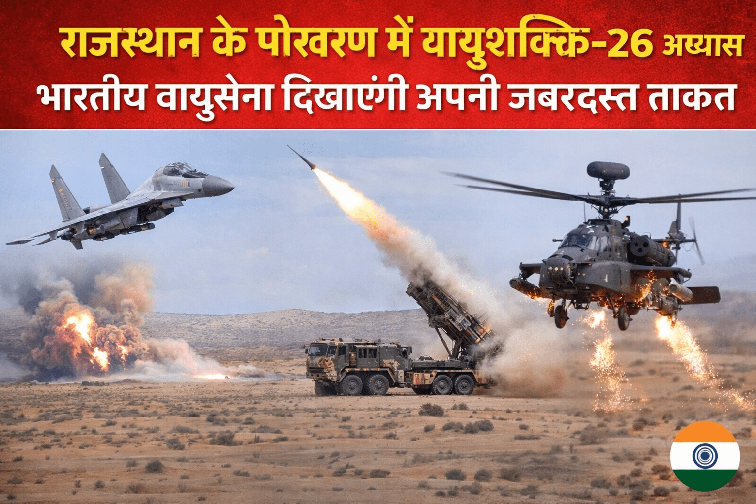 Indian Air Force: राजस्थान के पोखरण में वायुशक्ति-26 अभ्यास, भारतीय वायुसेना दिखाएगी अपनी जबरदस्त ताकत